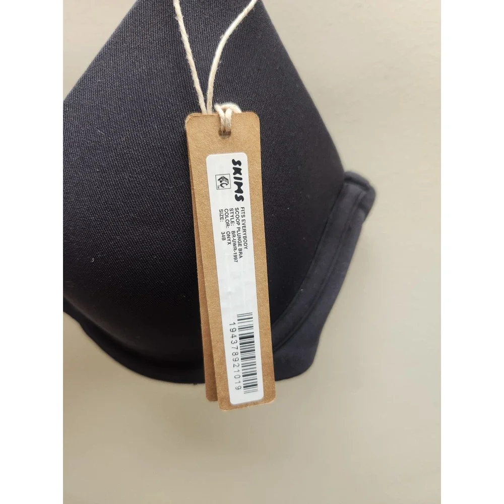 SKIMS Fits Everybody Scoop Plunge Bra Onyx Black B9-UR-1997 Size 34B NWT - Picture 2 of 2